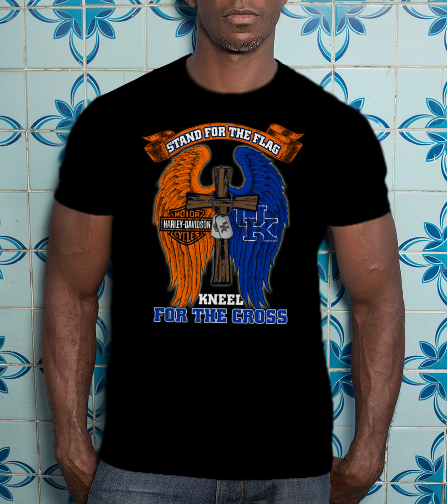 Stand For The Flag Kneel For The Cross Harley Davidson Kentucky Wildcats T-Shirt
