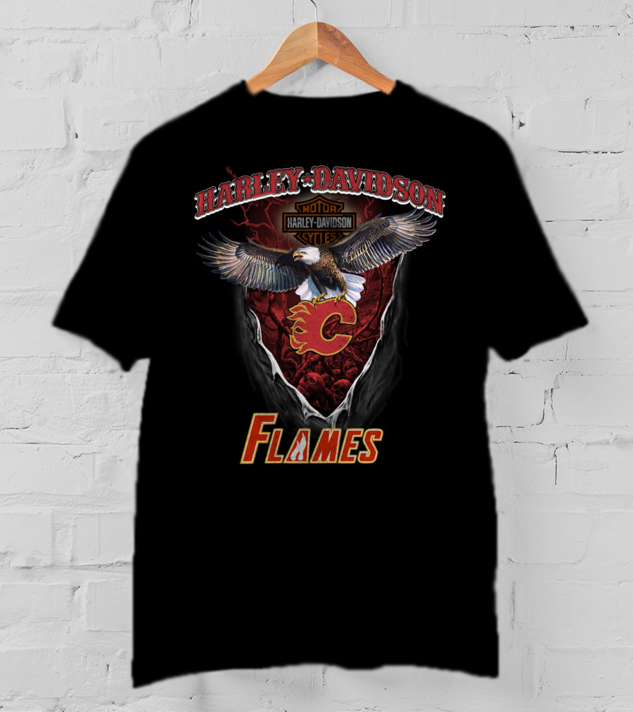 Harley Davidson Motor Eagle Calgary Flames T-Shirt