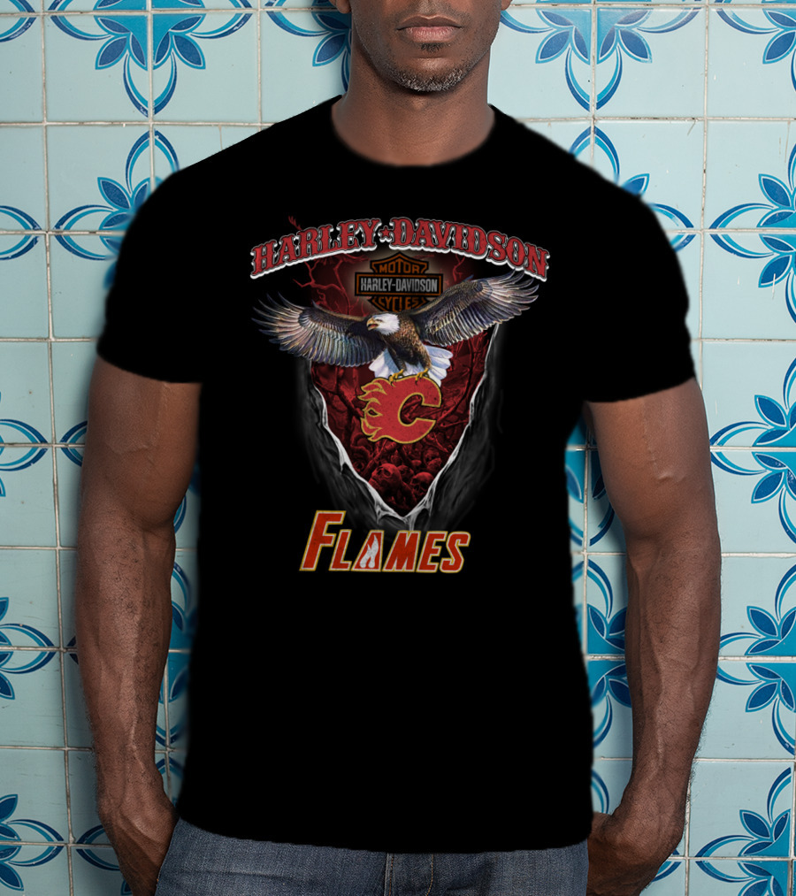 Harley Davidson Motor Eagle Calgary Flames T-Shirt