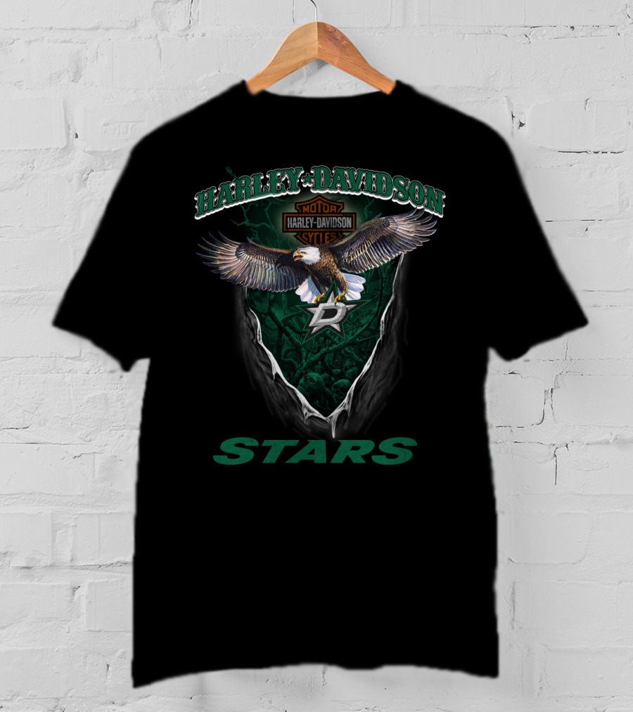 Harley Davidson Dallas Stars Eagle Motor-Cycle T-Shirt