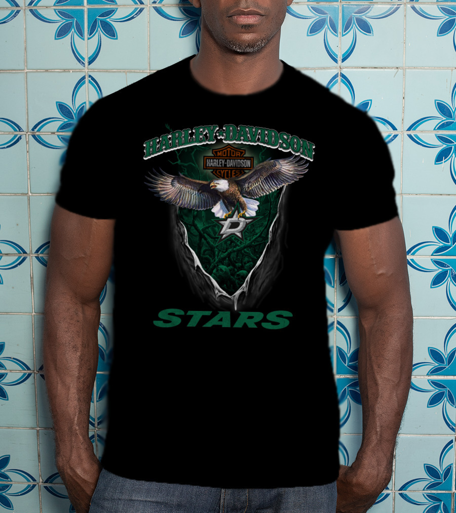 Harley Davidson Dallas Stars Eagle Motor-Cycle T-Shirt