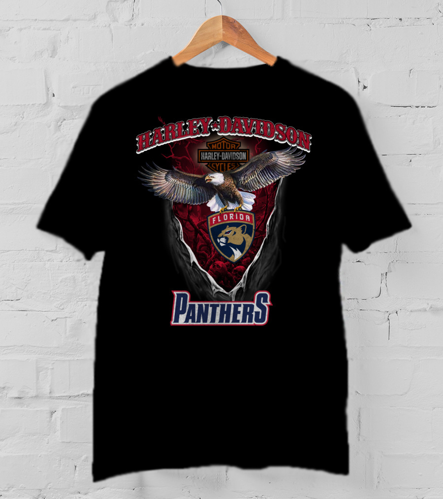 Harley Davidson Florida Panthers Nhl Motorcycle Emblem Eagle T-Shirt