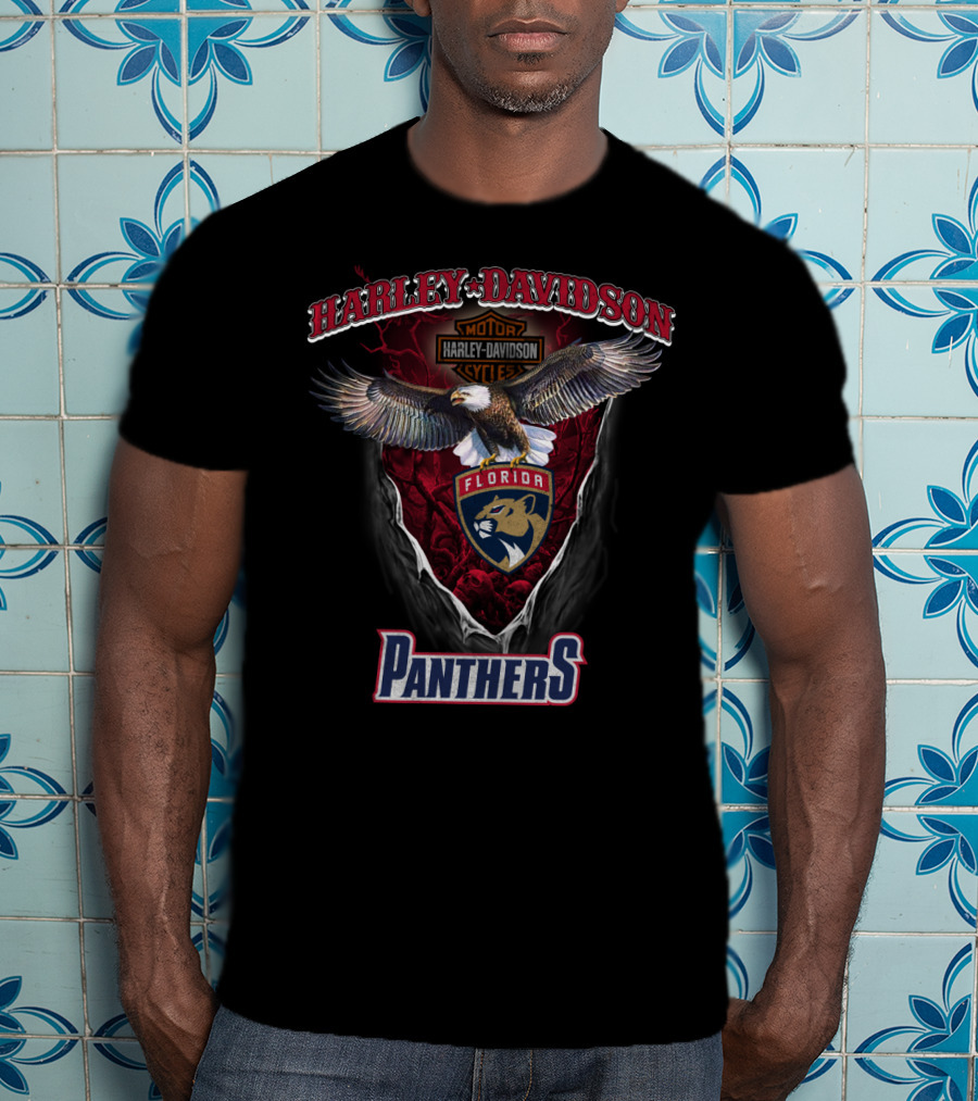 Harley Davidson Florida Panthers Nhl Motorcycle Emblem Eagle T-Shirt