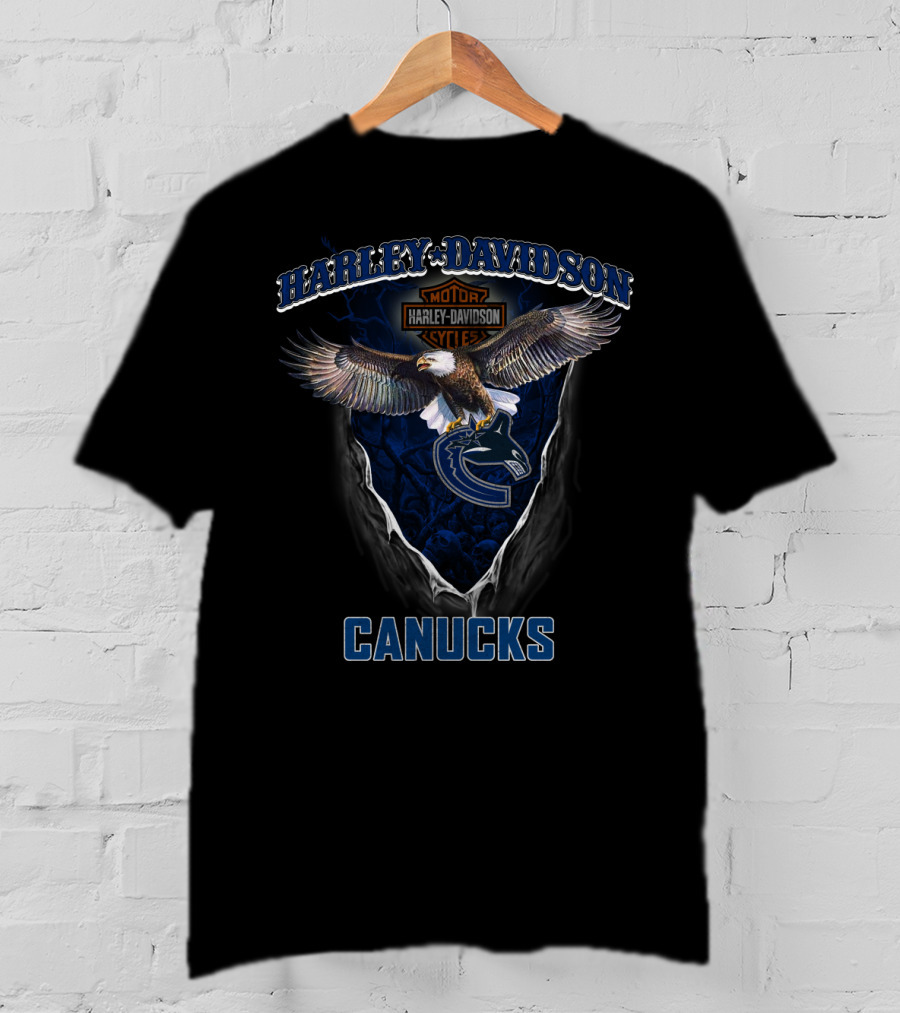 Harley Davidson Motorcycle Vancouver Canucks Eagle T-Shirt
