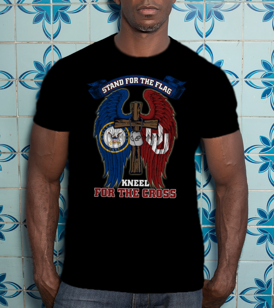 Stand For The Flag Kneel For The Cross Us Navy Oklahoma Sooners T-Shirt