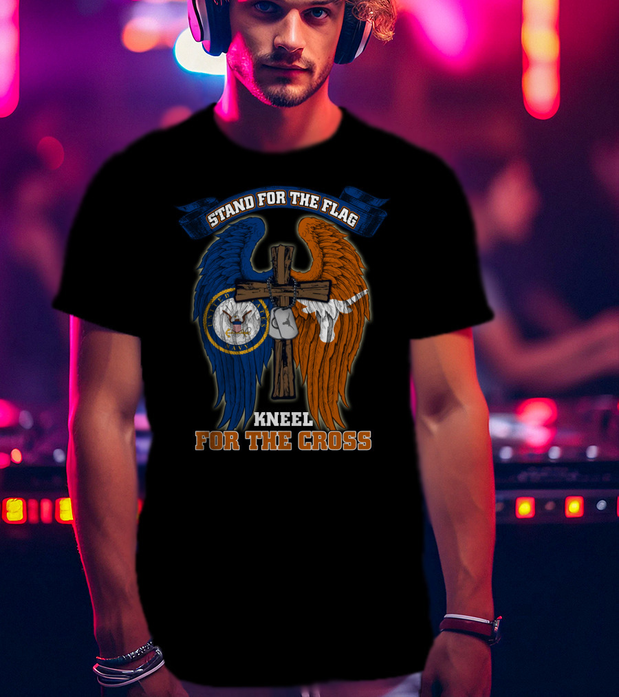 Stand For The Flag Kneel For The Cross Us Navy Texas Longhorns T-Shirt