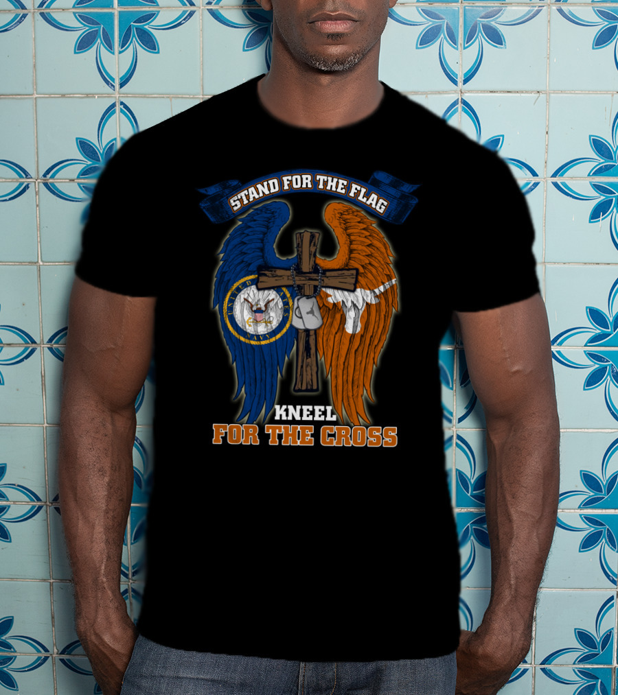 Stand For The Flag Kneel For The Cross Us Navy Texas Longhorns T-Shirt