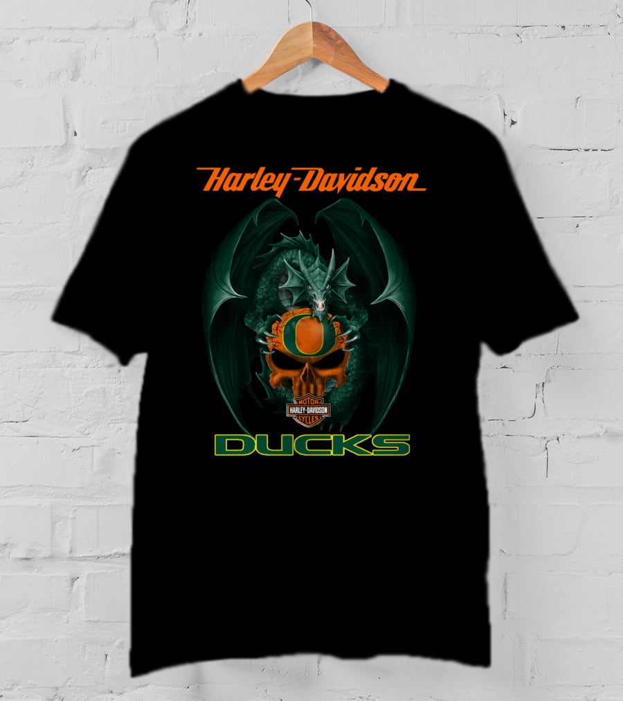 Harley Davidson Oregon Ducks Dragon Motorcycles T-Shirt