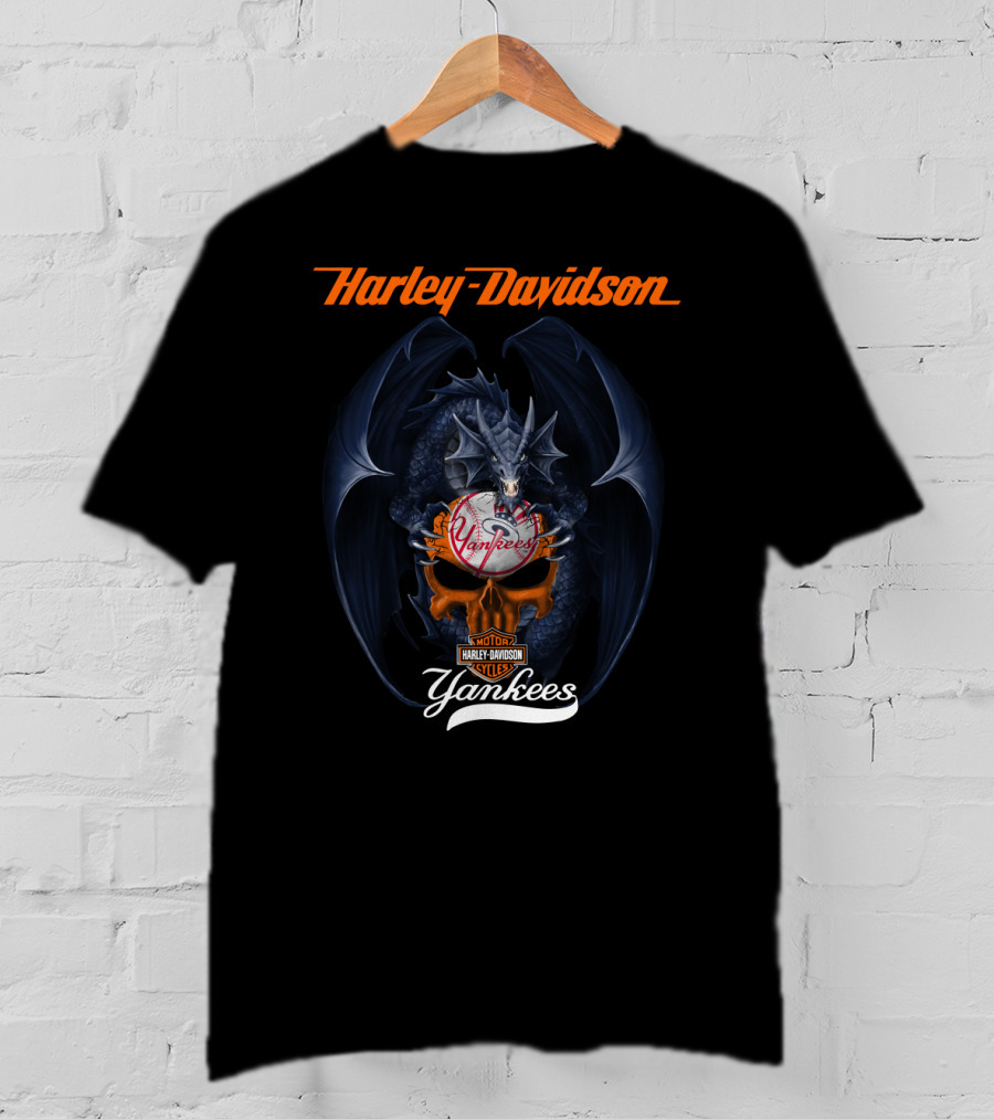 Harley Davidson Yankees Dragon Motor Cycles T-Shirt