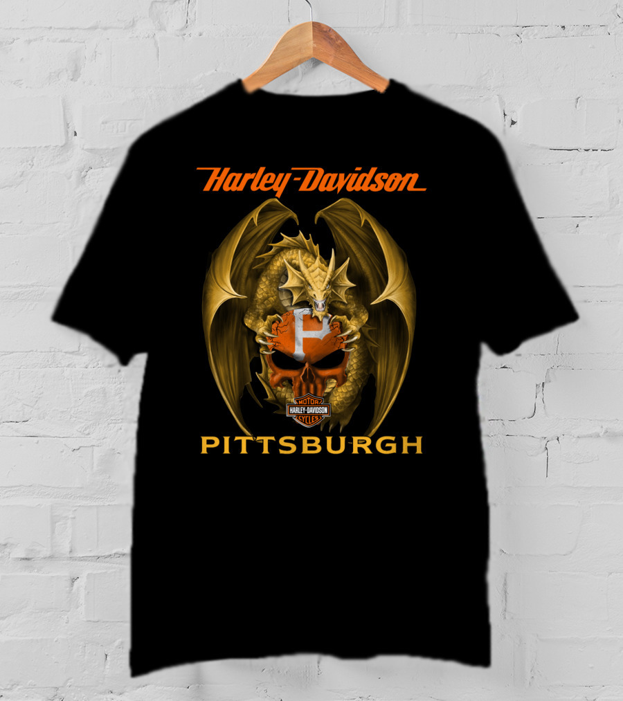 Harley Davidson Pittsburgh Dragon Motor Cycles T-Shirt