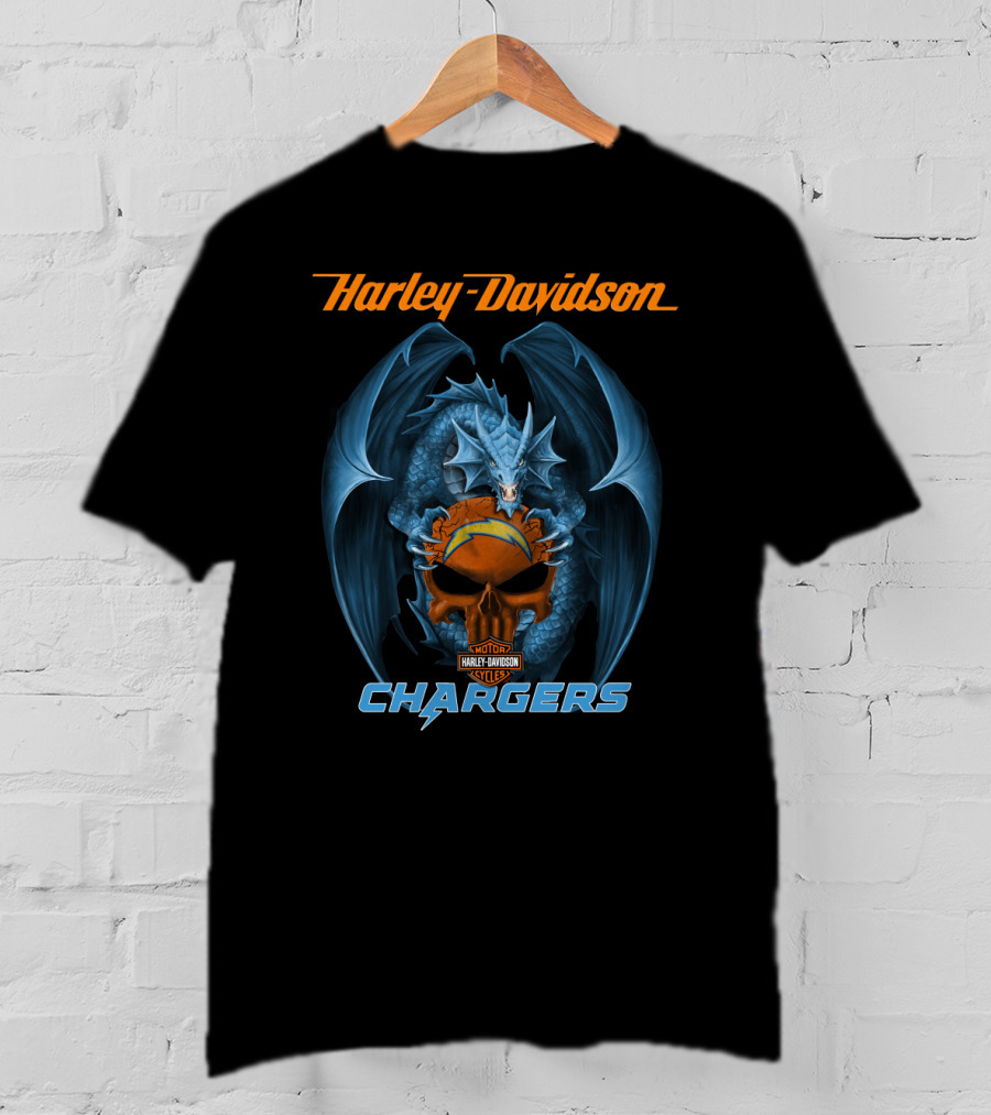 Harley Davidson Los Angeles Chargers Dragon Motorcycle T-Shirt