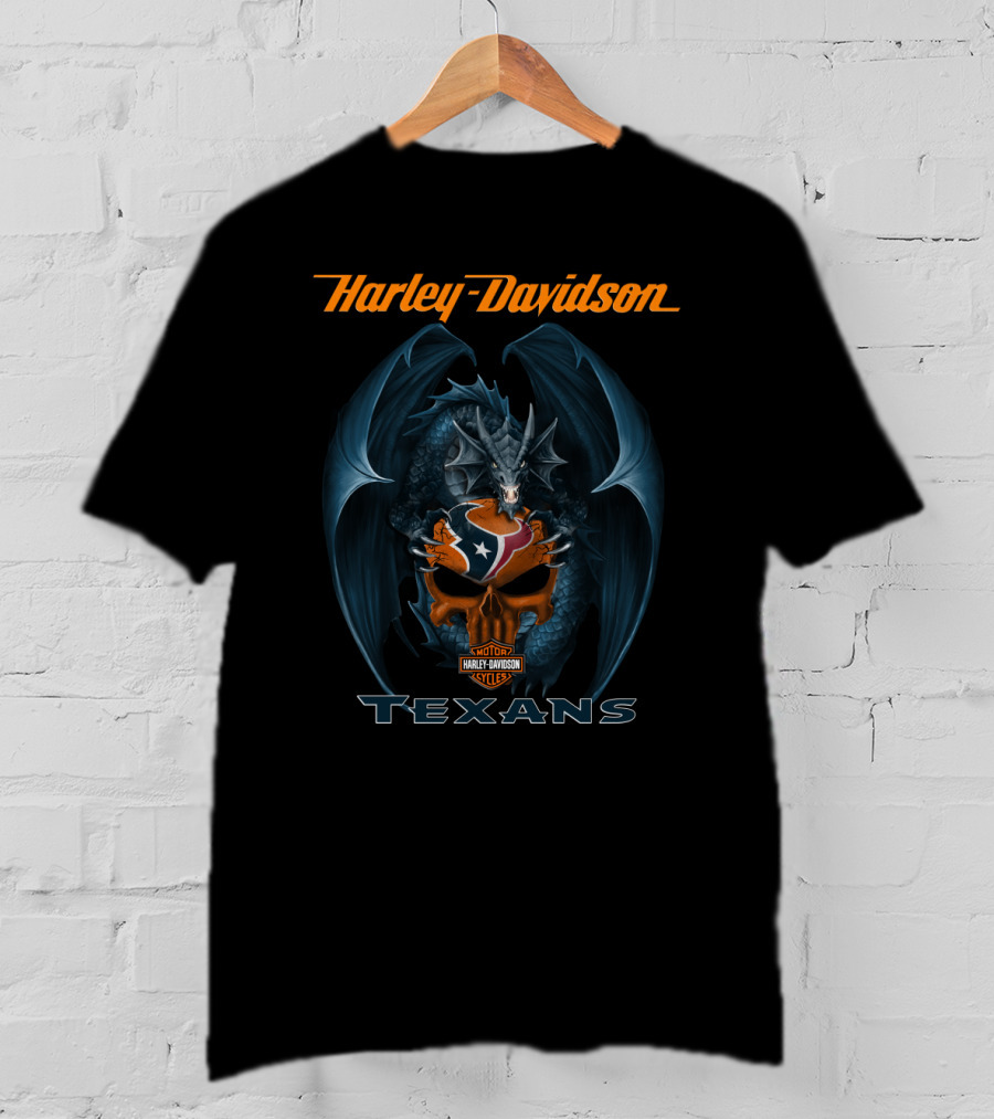 Harley Davidson Motor Cycles Houston Texans Dragon T-Shirt