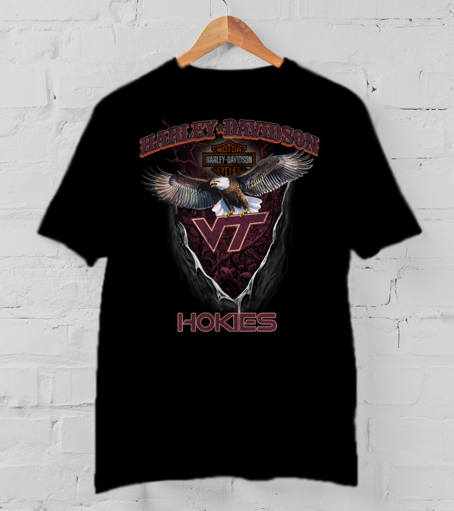 Harley Davidson Virginia Tech Hokies Motorcycle Cycle Vt Eagle T-Shirt