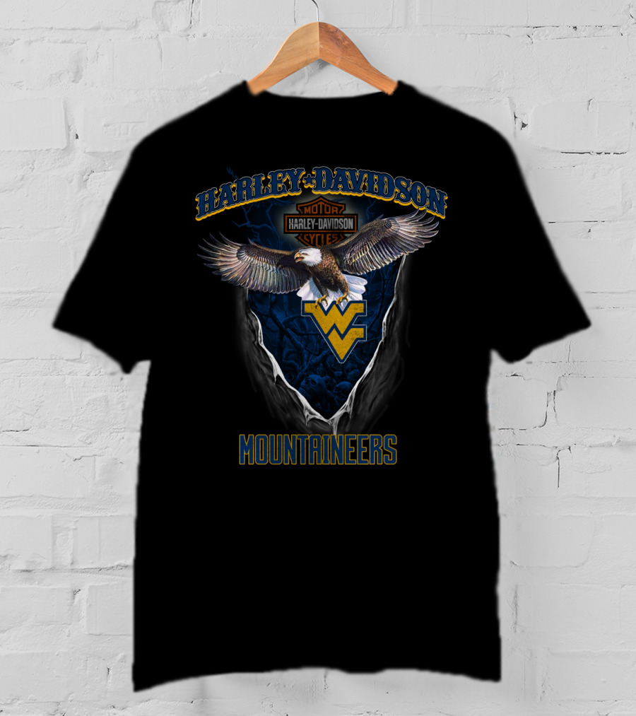 Harley Davidson Motor West Virginia Mountaineers Eagle T-Shirt