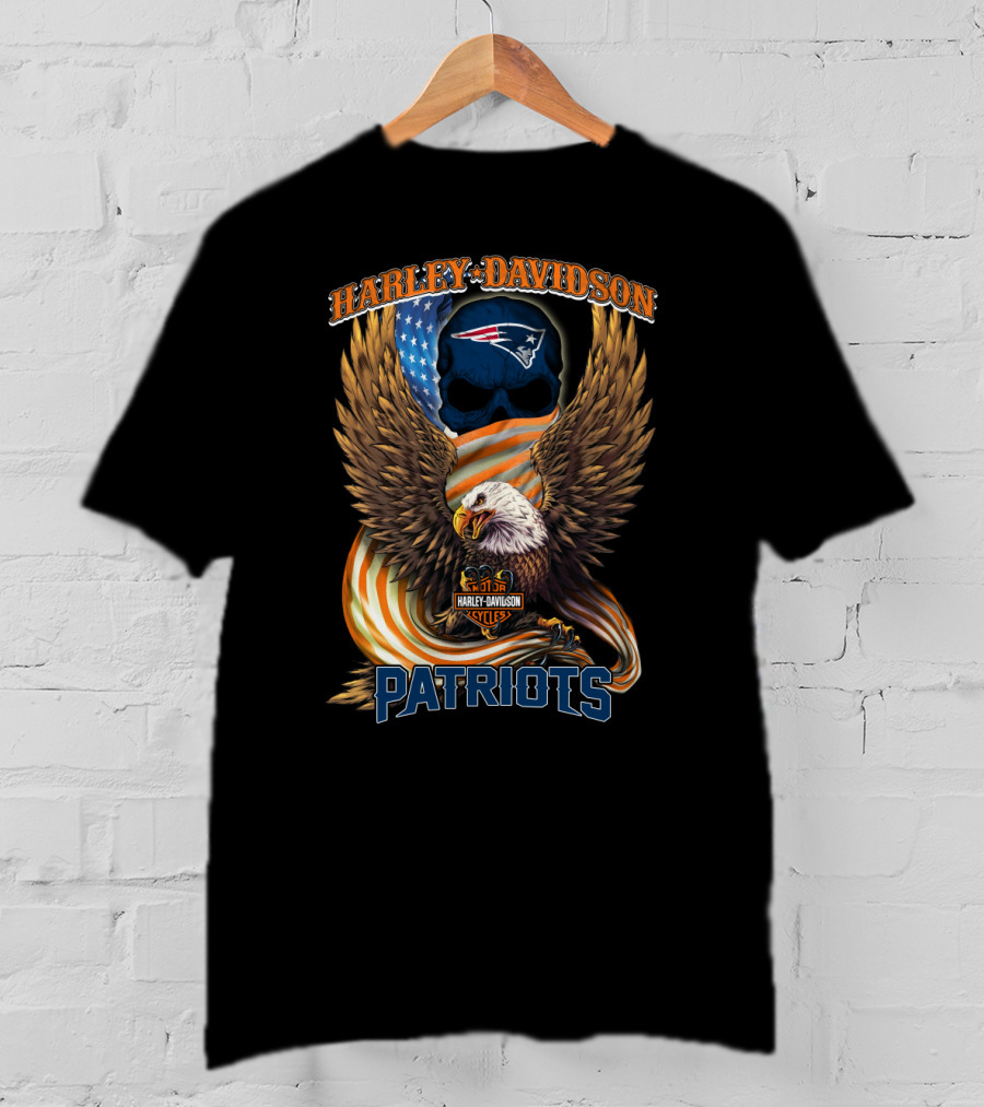 Harley Davidson Cycles New England Patriots American Eagle T-Shirt