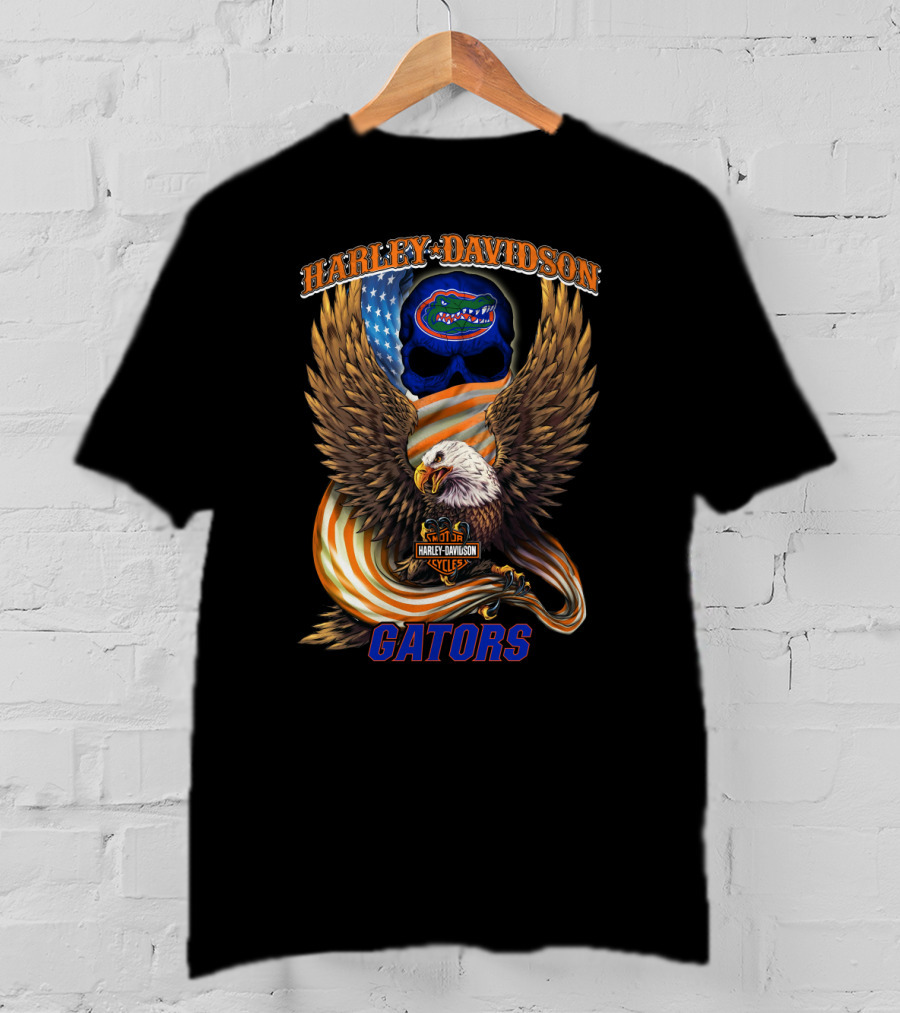 Harley Davidson Cycles Gators Florida Gators Eagle American Flag T-Shirt