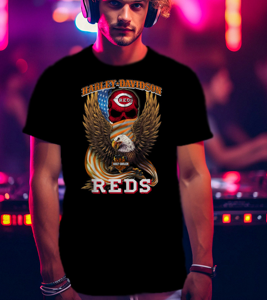 Harley Davidson Cincinnati Reds American Eagle Cycles T-Shirt
