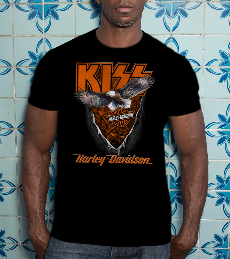Kiss Harley Davidson Motorcycles Bald Eagle T-Shirt