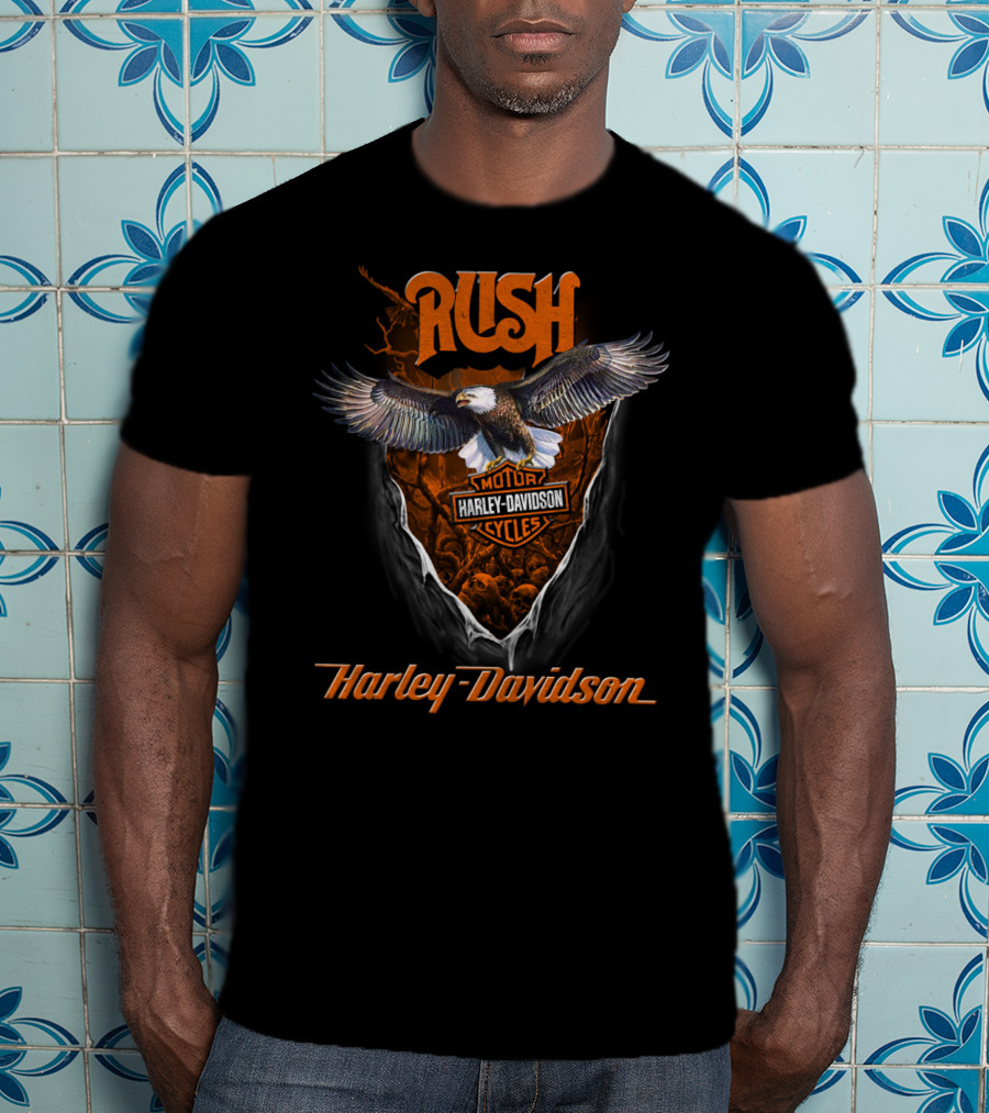 Rush Harley Davidson Motor Cycles Eagle T-Shirt