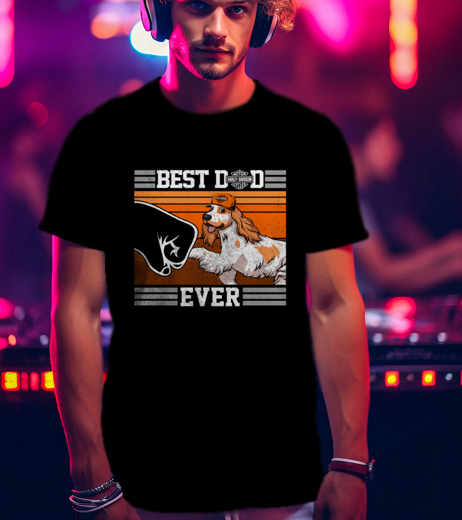 Best Dad Ever Motor Harley English Cocker Spaniel Cycles T-Shirt