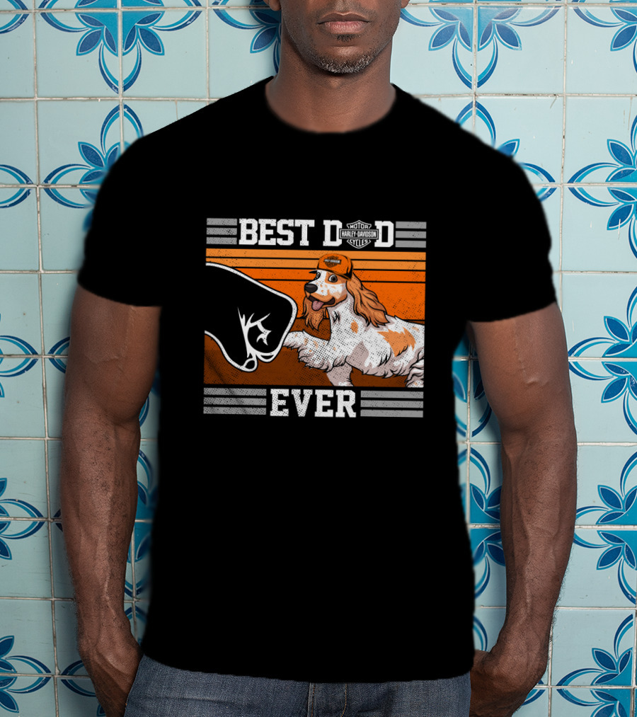 Best Dad Ever Motor Harley English Cocker Spaniel Cycles T-Shirt
