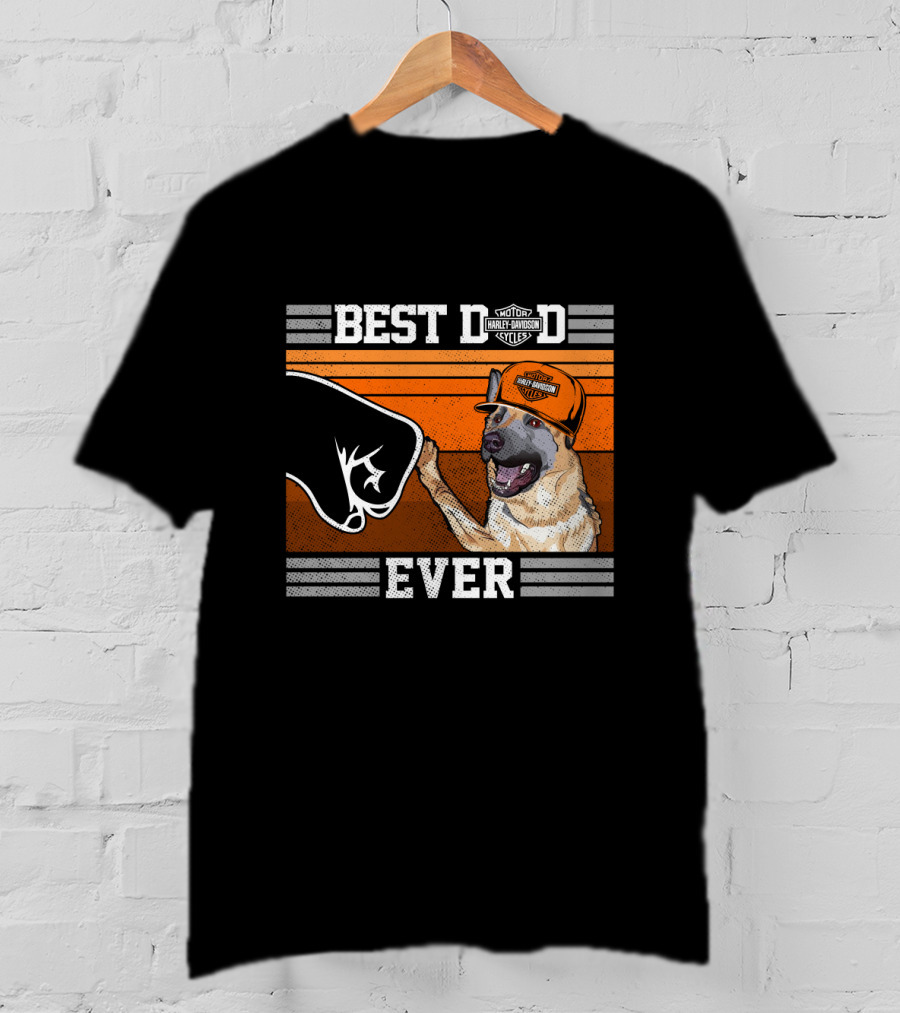 Best Dad Ever Harley Davidson German Shepherd Fist Bump T-Shirt