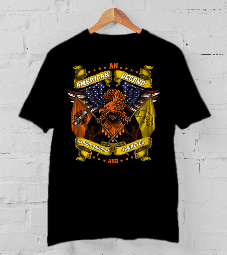 An American Legend Harley Davidson And Iowa Hawkeyes T-Shirt