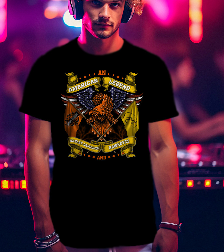 An American Legend Harley Davidson And Iowa Hawkeyes T-Shirt