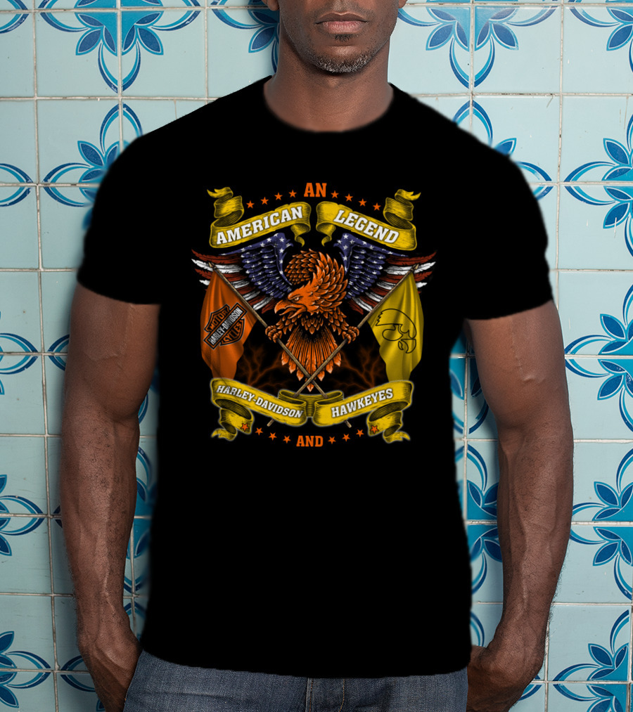 An American Legend Harley Davidson And Iowa Hawkeyes T-Shirt