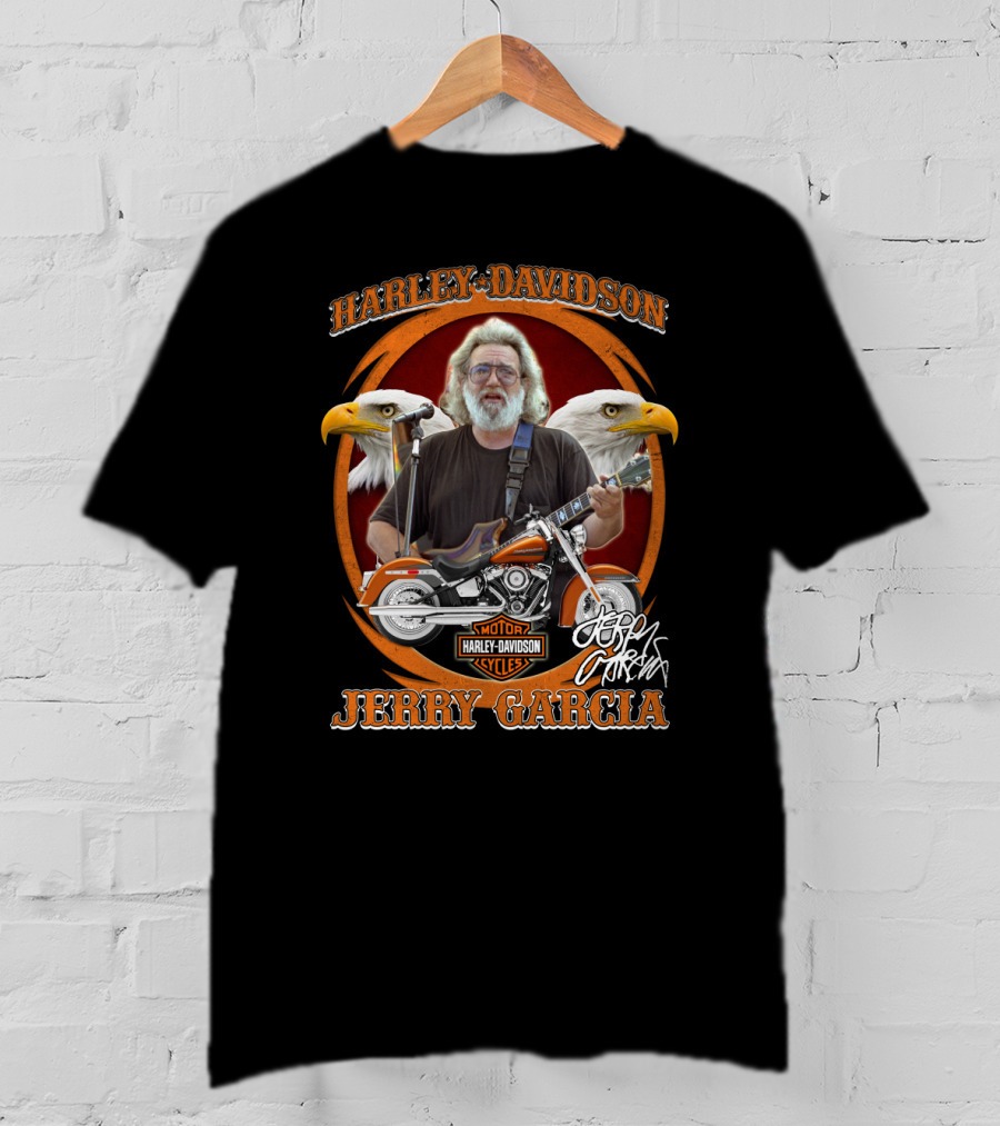 Harley Davidson Motor Cycles Jerry Garcia Motorcycle Eagles T-Shirt
