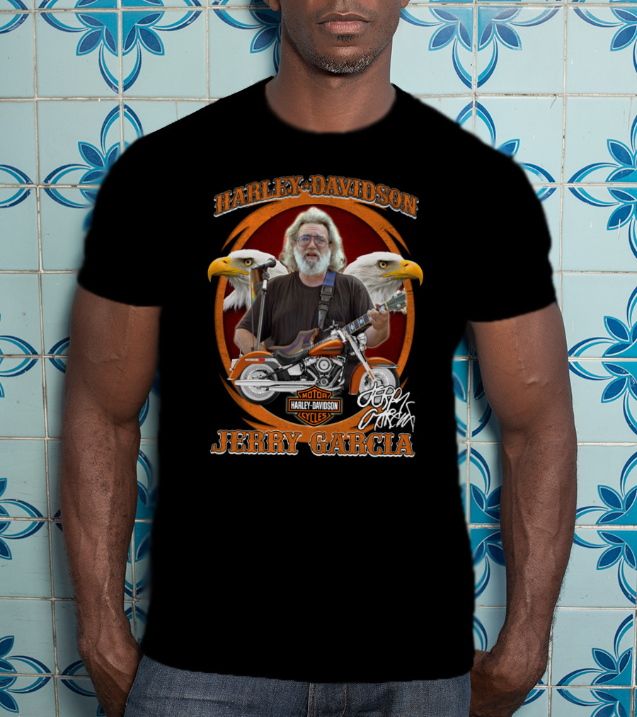 Harley Davidson Motor Cycles Jerry Garcia Motorcycle Eagles T-Shirt