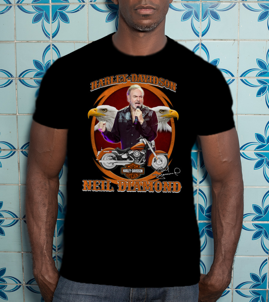 Harley Davidson Motor Cycles Neil Diamond Eagles T-Shirt