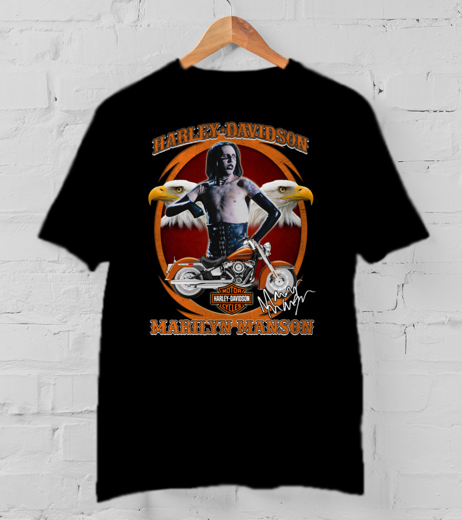 Harley Davidson Marilyn Manson Motor Cycles Eagles T-Shirt
