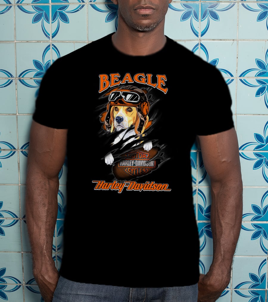 Beagle Harley Davidson Motorcycles Cycles T-Shirt