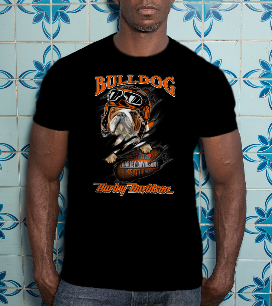 Bulldog Harley Davidson Motorcycles Rider T-Shirt
