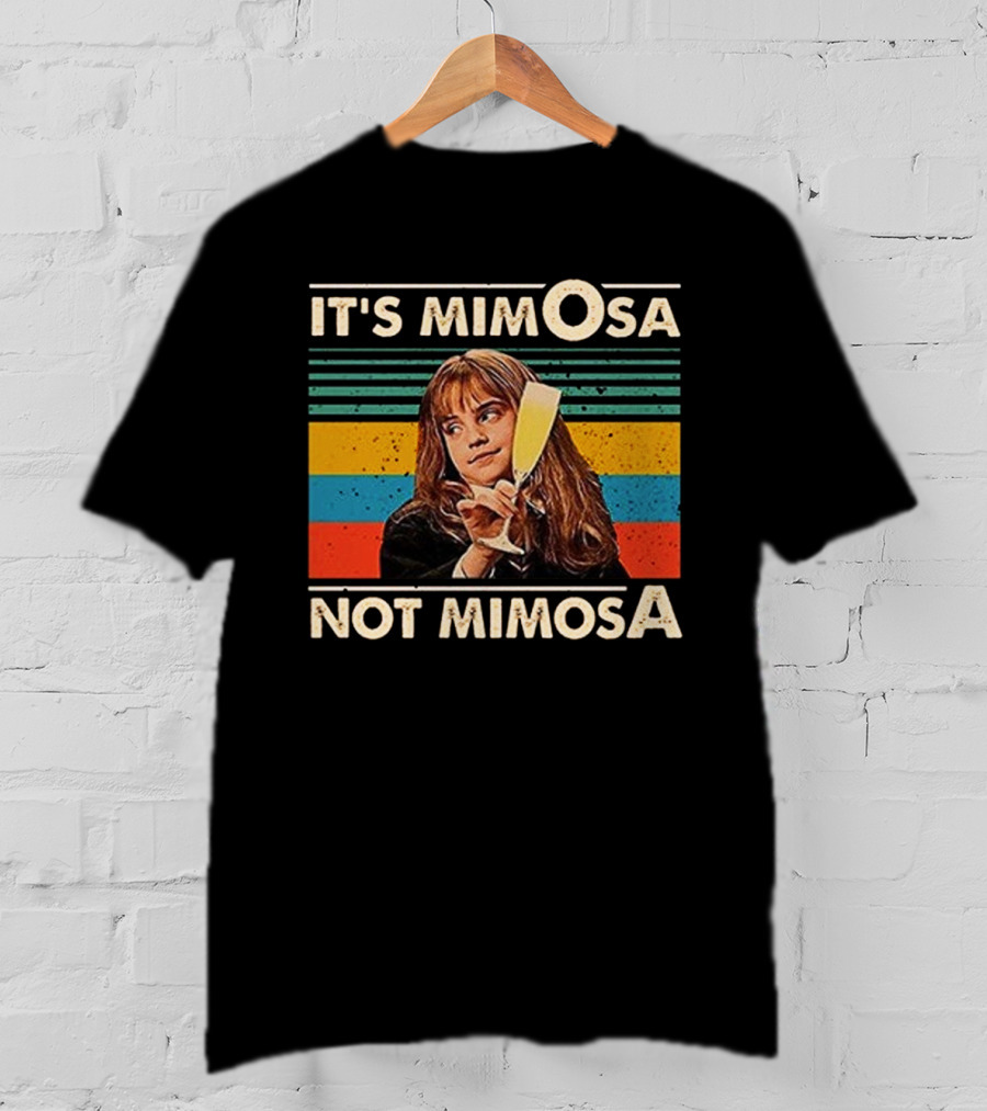 IT'S MIMOSA NOT MIMOSA Retro Stripes Girl Holding Glass T-Shirt