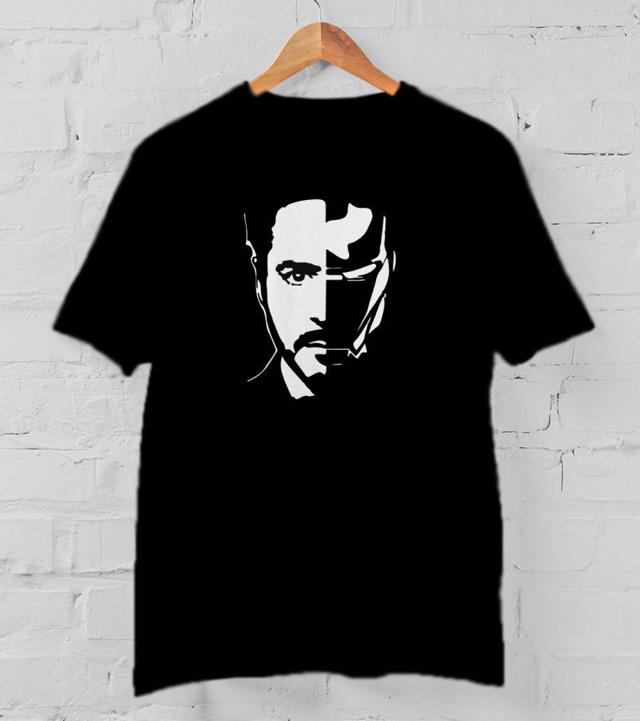 Iron Face Stark Split Hero Mask T-Shirt