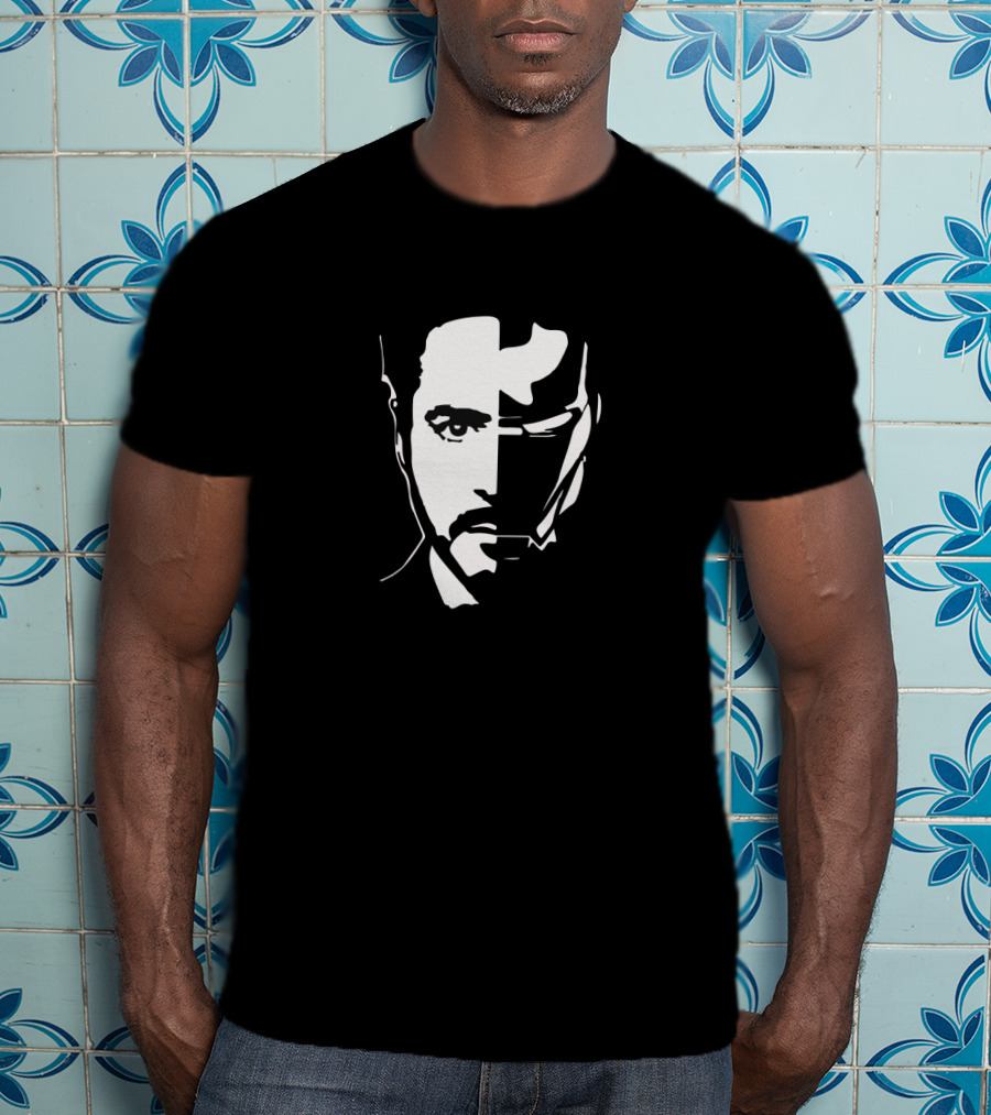 Iron Face Stark Split Hero Mask T-Shirt