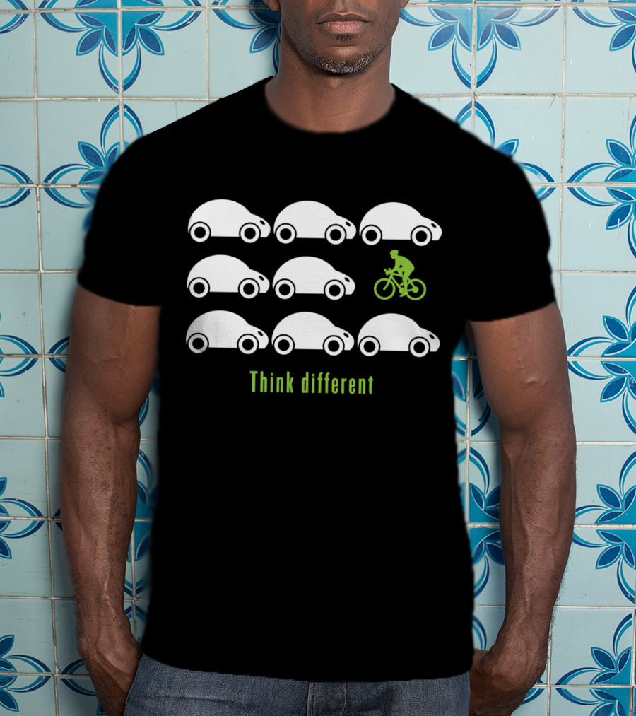 Think Different Cycling With Cars T-Shirt