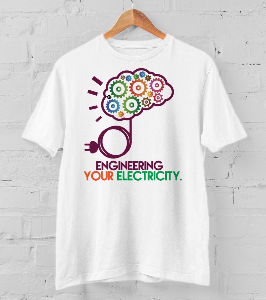 Engineering Your Electricity Colorful Gear Brain Plug T-Shirt