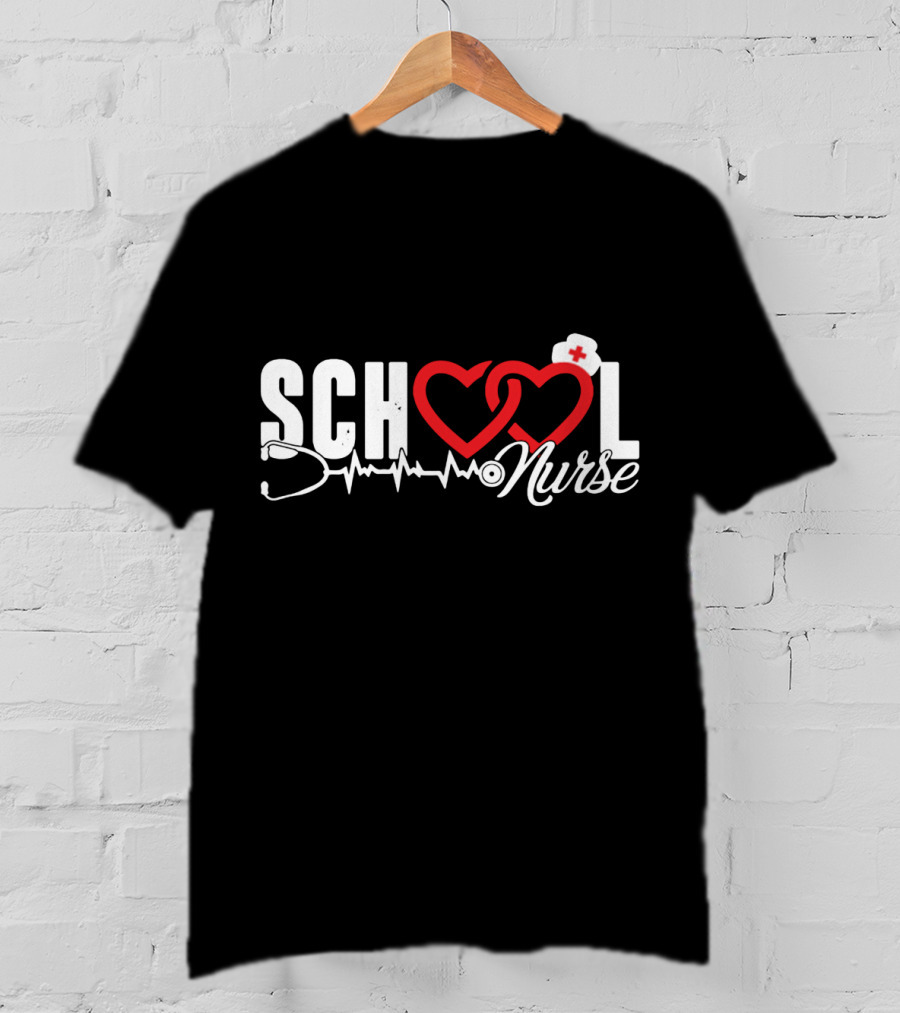 SCHOOL LOVE Nurse Stethoscope Heart And Hat T-Shirt