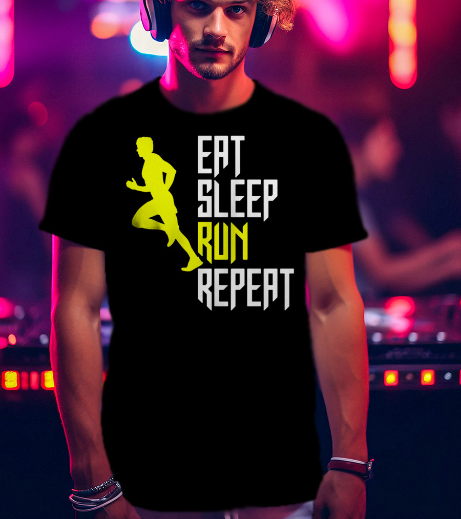 Eat Sleep Run Repeat Funny Jogging Joke T-Shirt