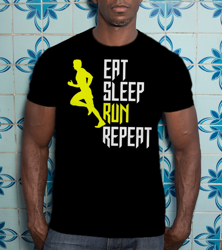 Eat Sleep Run Repeat Funny Jogging Joke T-Shirt
