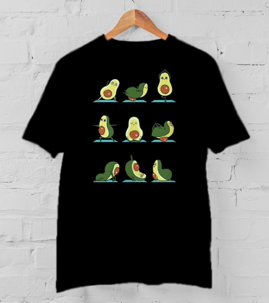 Avocado Yoga Poses Stretch Exercise Sequence T-Shirt