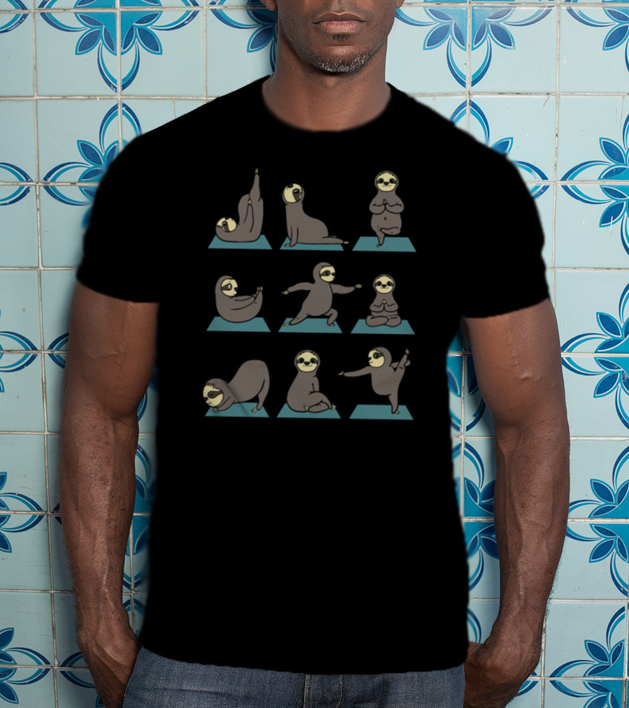 Sloth Yoga Poses Cool Namaste Gymnastic Funny Pose T-Shirt