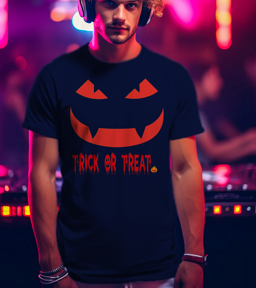 HALLOWEEN Trick Or Treat Jack-o'-Lantern Face T-Shirt