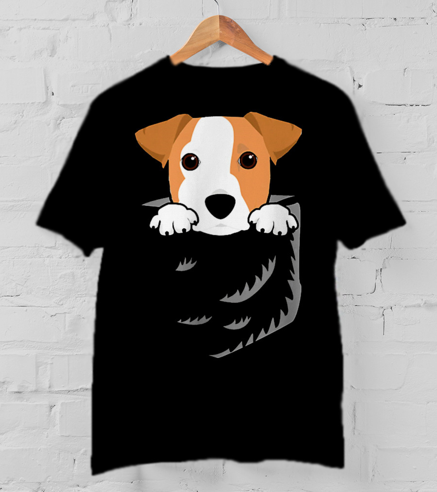 Adorable Jack Russell Terrier In Pocket Looking Out T-Shirt