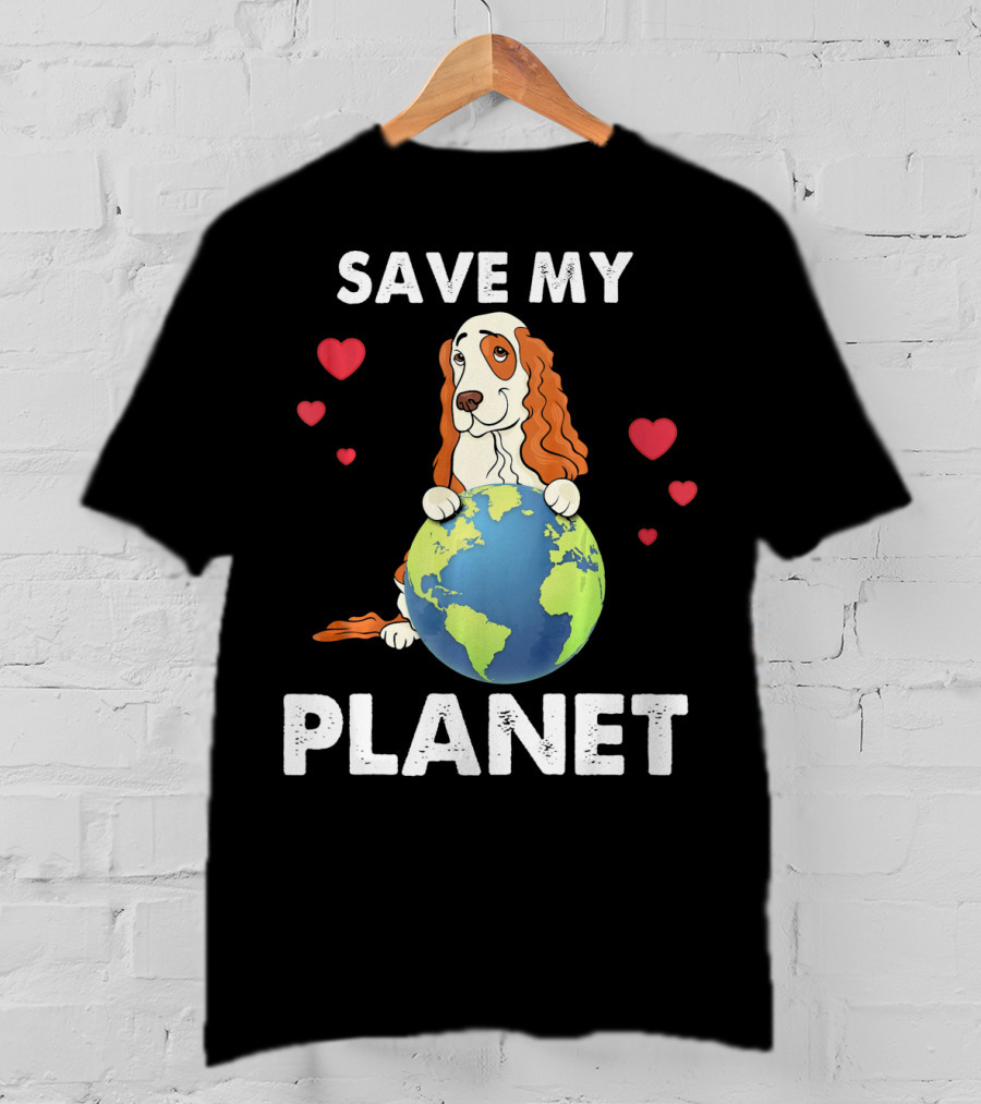 Save My Planet American Cocker Spaniel Dog Love Earth T-Shirt