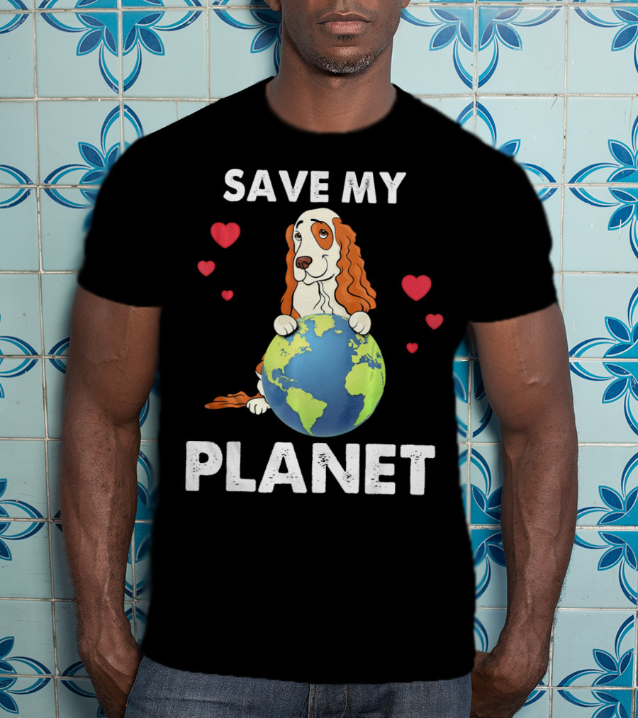 Save My Planet American Cocker Spaniel Dog Love Earth T-Shirt