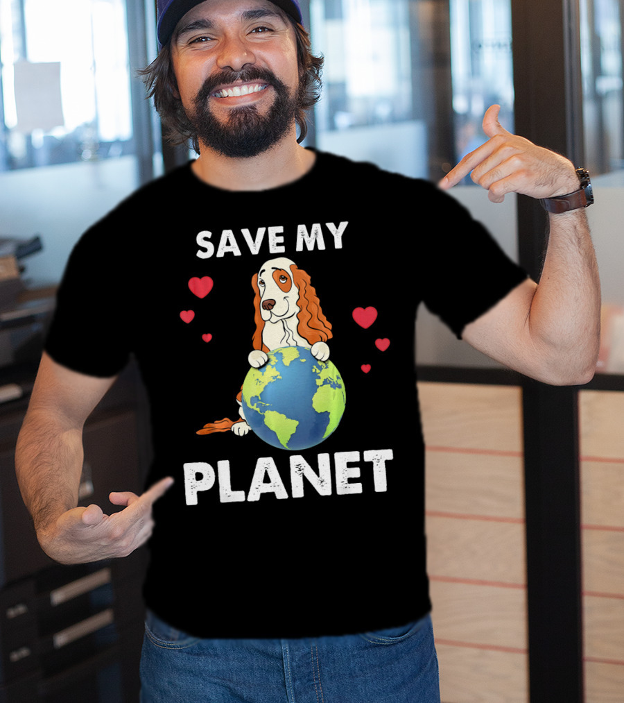 Save My Planet American Cocker Spaniel Dog Love Earth T-Shirt
